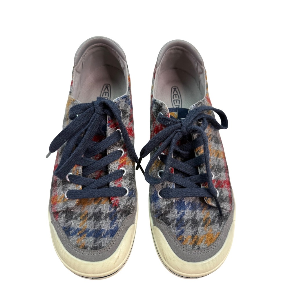 Keen Elsa Wool Plaid Sneakers Womens 8.5 Grey Red Blue Low Top 1023794